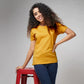 Women's Basic Mustard Half Sleeves T-Shirt