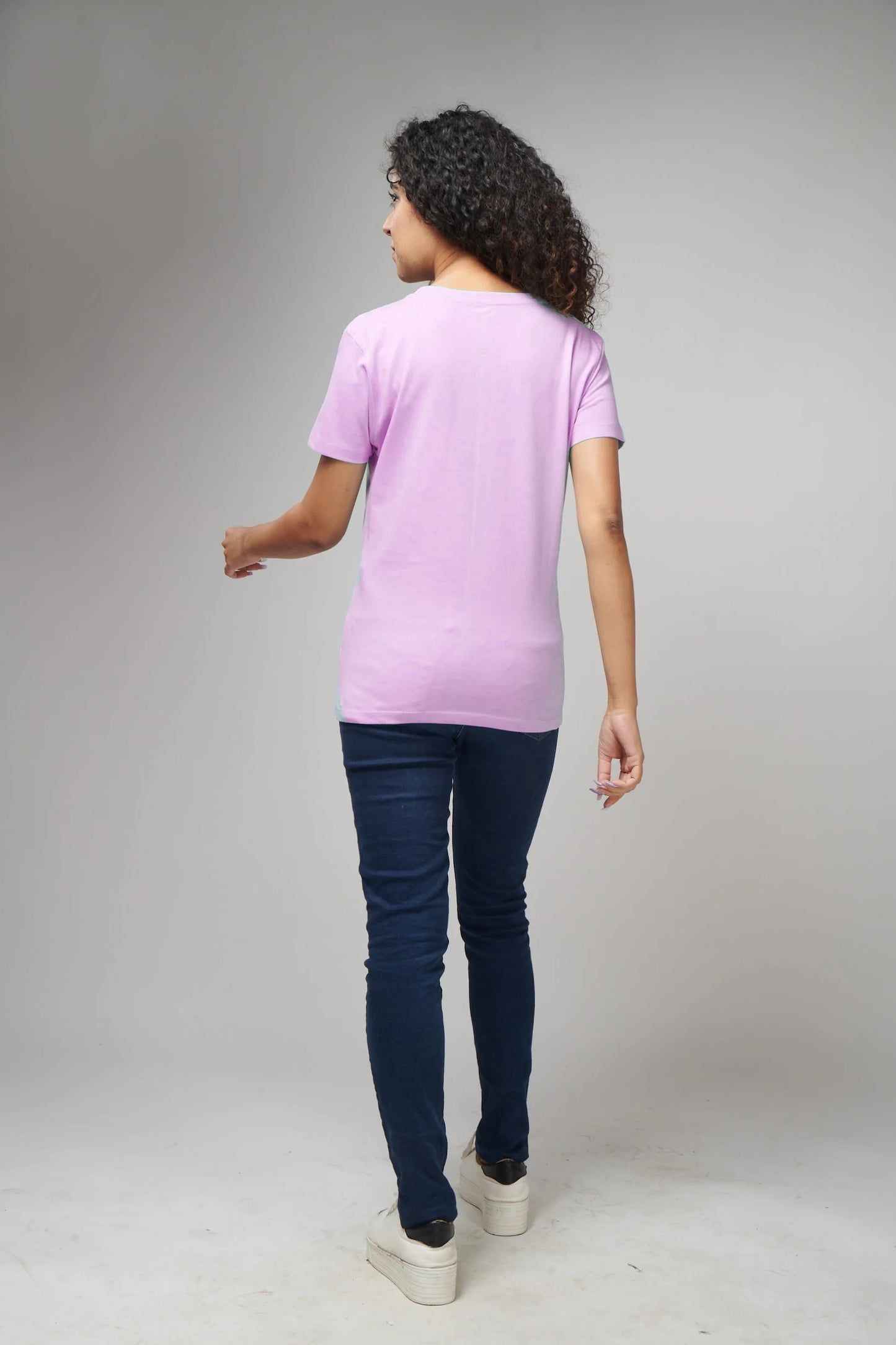 Women's Basic Light Purple Half Sleeves T-Shirt