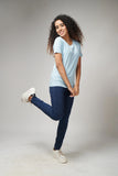 Women's Basic Sky Blue Half Sleeves T-Shirt