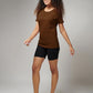 Women's Basic Brown Half Sleeves T-Shirt