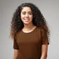 Women's Basic Brown Half Sleeves T-Shirt