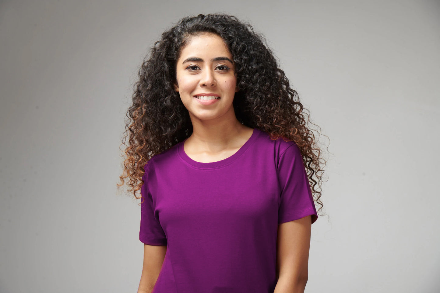 Women's Basic Dark Purple Half Sleeves T-Shirt