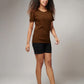 Women's Basic Brown Half Sleeves T-Shirt