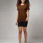 Women's Basic Brown Half Sleeves T-Shirt