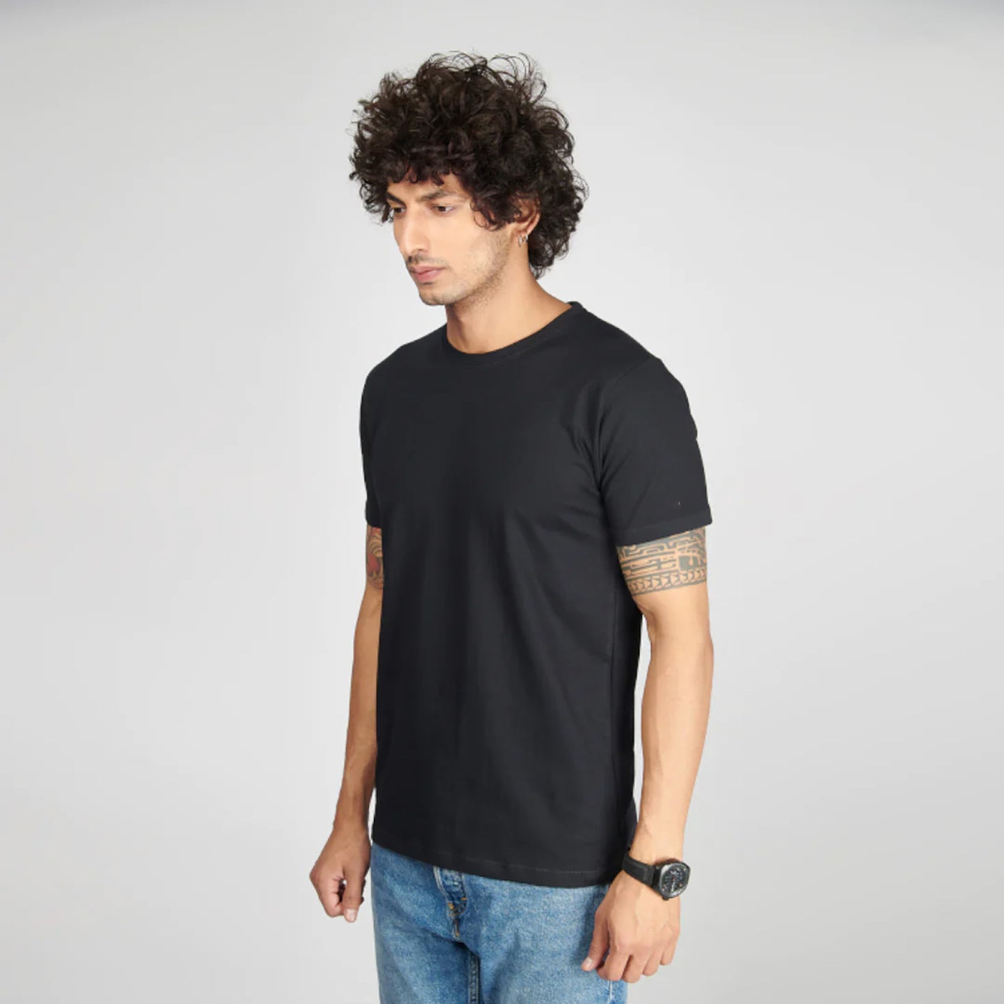 Basic Black Half Sleeves T-Shirt