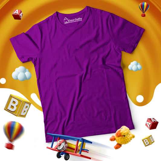 Dark Purple Kids Half Sleeves T-Shirt