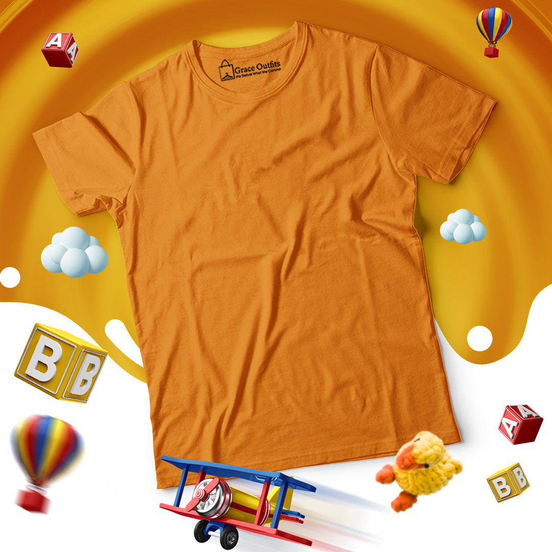 Orange Kids Half Sleeves Basic T Shirt