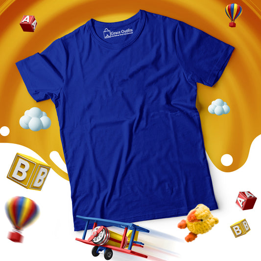 Royal Blue Kids Half Sleeves Basic T Shirt