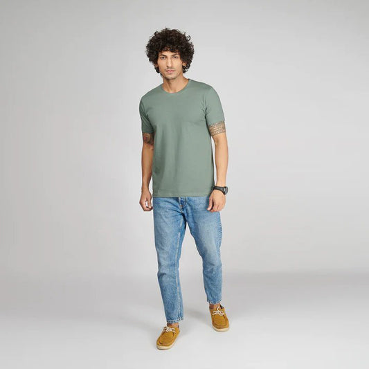 Basic Steel Grey Half Sleeves T-Shirt