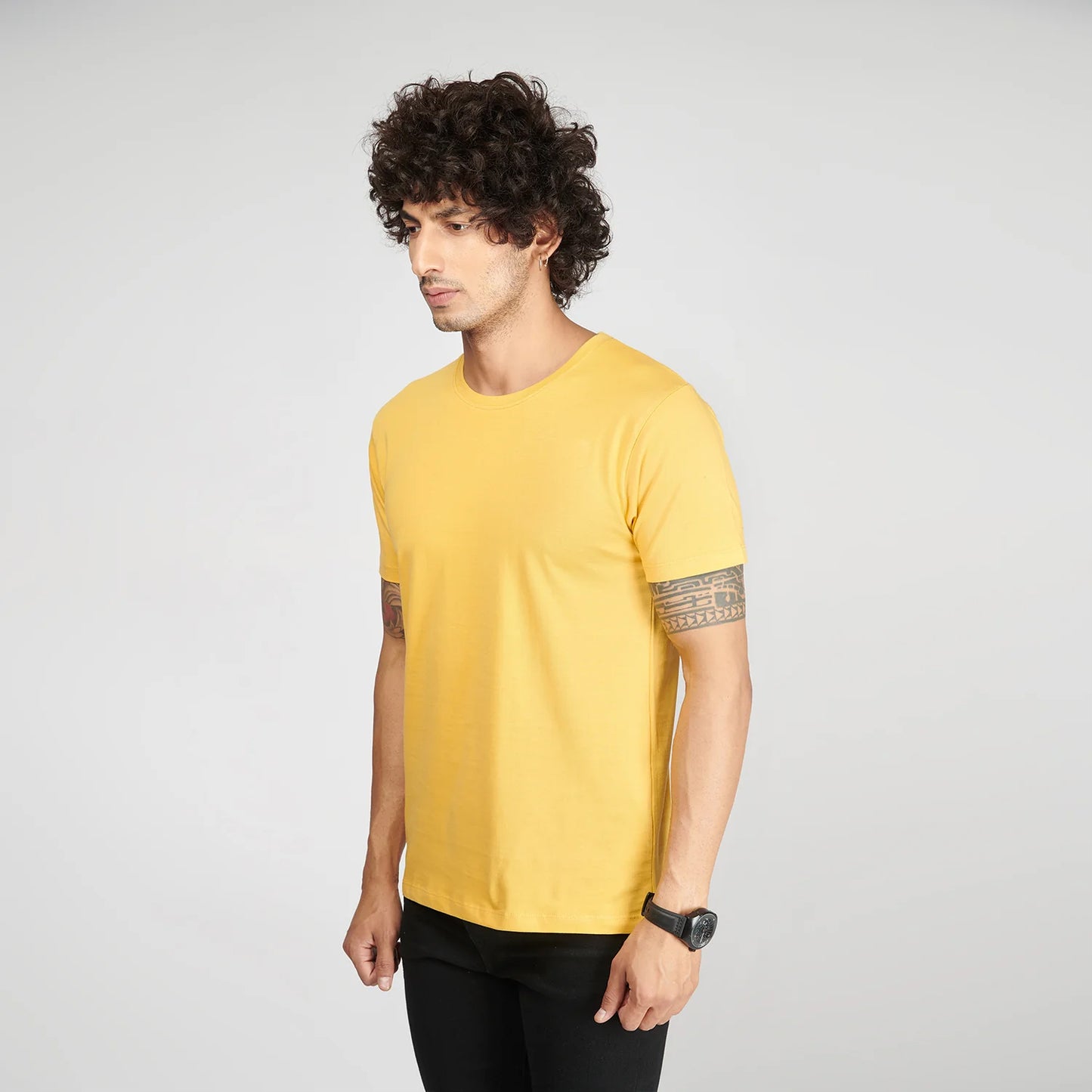 Basic Yellow Half Sleeves T-Shirt