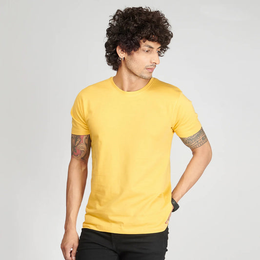 Basic Yellow Half Sleeves T-Shirt
